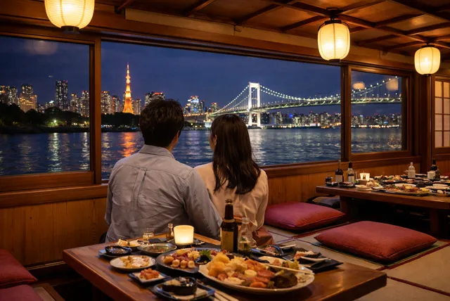 雨の日の品川デートにおすすめの屋形船と幻想的な夜景